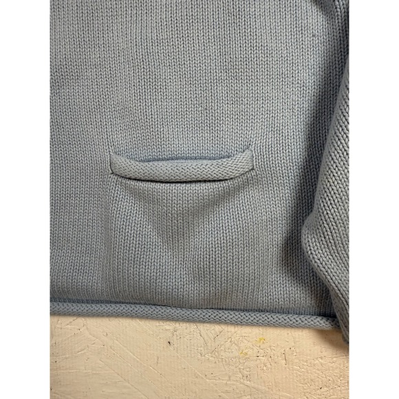 Tommy‎ Hilfiger Women's Light Blue Cotton Mock Neck Pocket Sweater Large - Picture 7 of 8